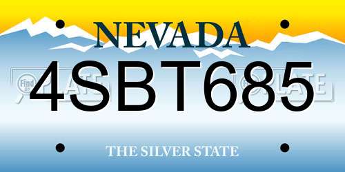 4SBT685 Nevada License Plate
