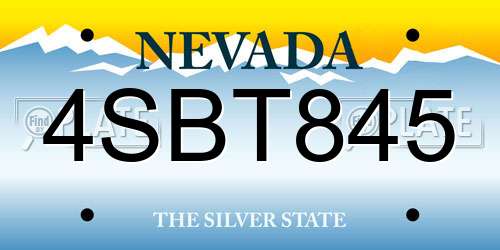 4SBT845 Nevada License Plate