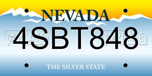 4SBT848 Nevada License Plate