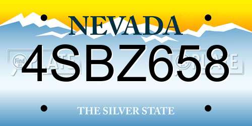 4SBZ658 Nevada License Plate