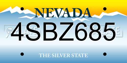 4SBZ685 Nevada License Plate