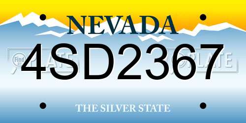 4SD2367 Nevada License Plate