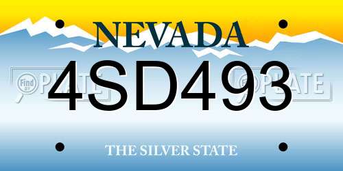 4SD493 Nevada License Plate