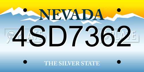 4SD7362 Nevada License Plate