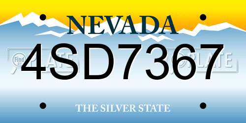 4SD7367 Nevada License Plate