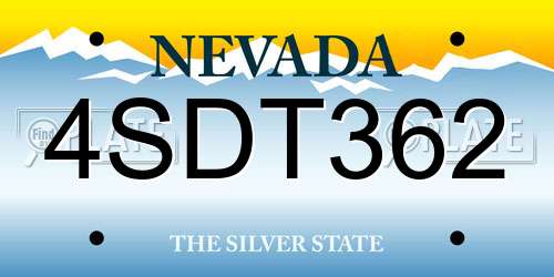 4SDT362 Nevada License Plate