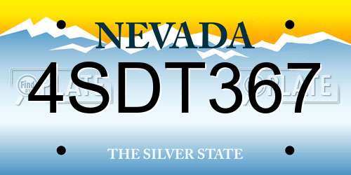 4SDT367 Nevada License Plate