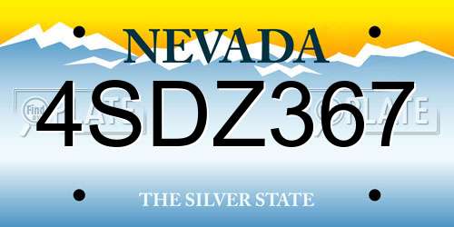 4SDZ367 Nevada License Plate