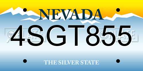 4SGT855 Nevada License Plate