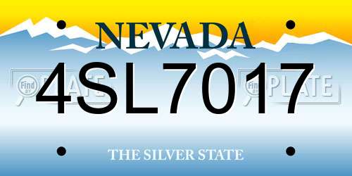 4SL7017 Nevada License Plate