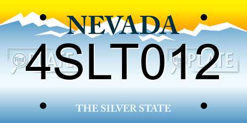 4SLT012 Nevada License Plate