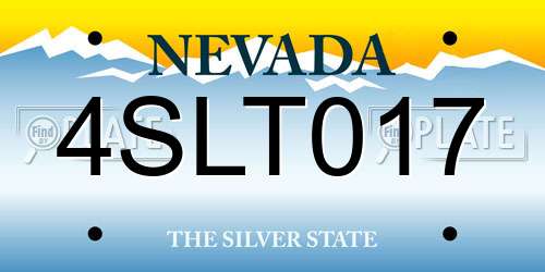 4SLT017 Nevada License Plate
