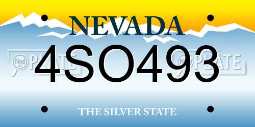 4SO493 Nevada License Plate