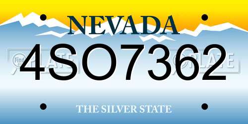 4SO7362 Nevada License Plate