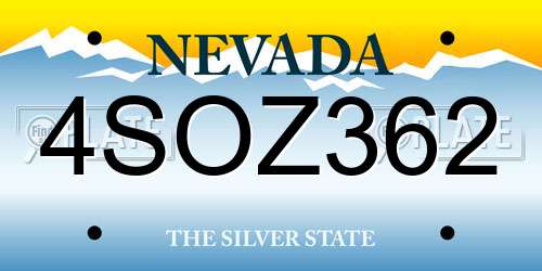 4SOZ362 Nevada License Plate