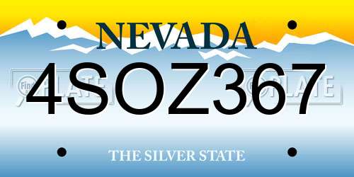 4SOZ367 Nevada License Plate