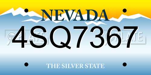 4SQ7367 Nevada License Plate