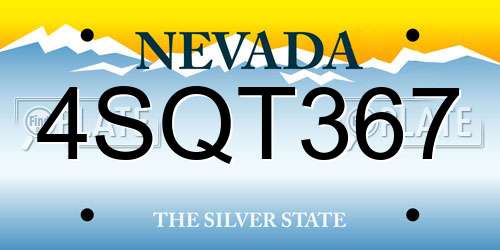 4SQT367 Nevada License Plate