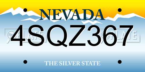 4SQZ367 Nevada License Plate