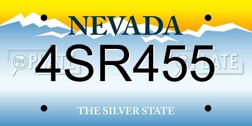 4SR455 Nevada License Plate