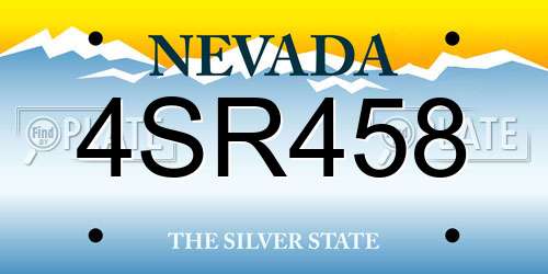 4SR458 Nevada License Plate