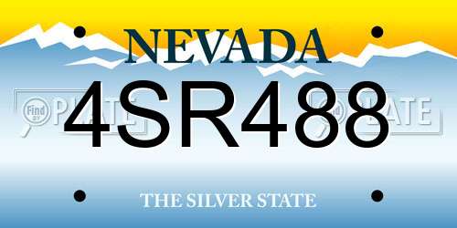 4SR488 Nevada License Plate