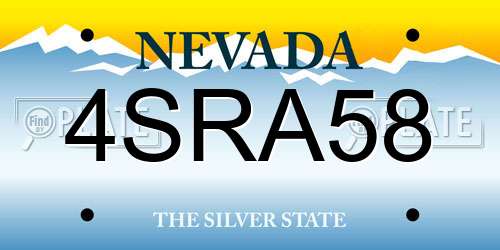 4SRA58 Nevada License Plate