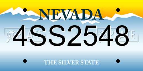 4SS2548 Nevada License Plate