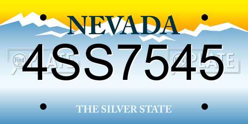 4SS7545 Nevada License Plate