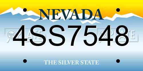 4SS7548 Nevada License Plate