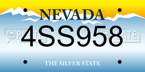 4SS958 Nevada License Plate