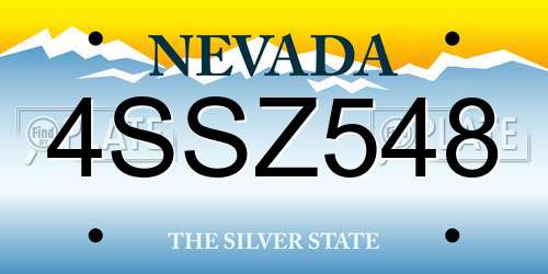 4SSZ548 Nevada License Plate