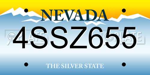 4SSZ655 Nevada License Plate