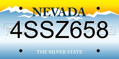 4SSZ658 Nevada License Plate