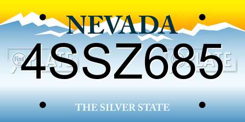 4SSZ685 Nevada License Plate