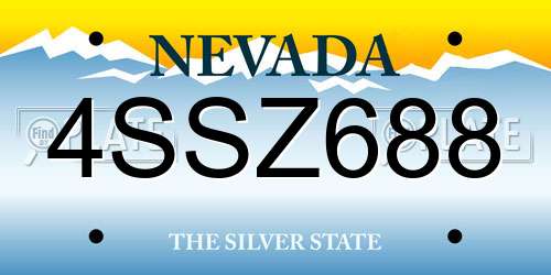 4SSZ688 Nevada License Plate
