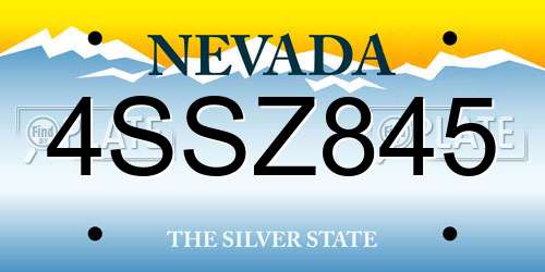 4SSZ845 Nevada License Plate