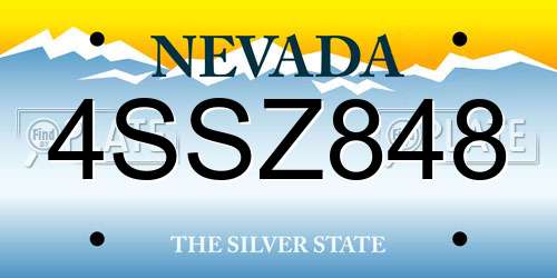4SSZ848 Nevada License Plate
