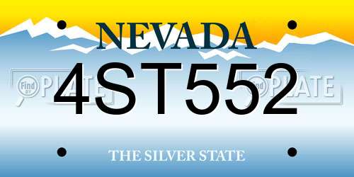 4ST552 Nevada License Plate