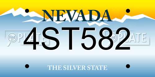4ST582 Nevada License Plate