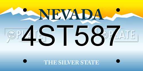 4ST587 Nevada License Plate