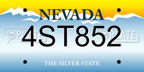 4ST852 Nevada License Plate