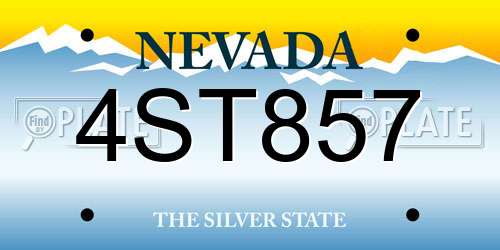 4ST857 Nevada License Plate