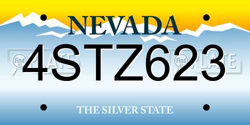 4STZ623 Nevada License Plate