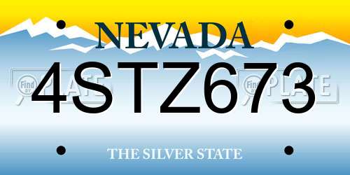 4STZ673 Nevada License Plate