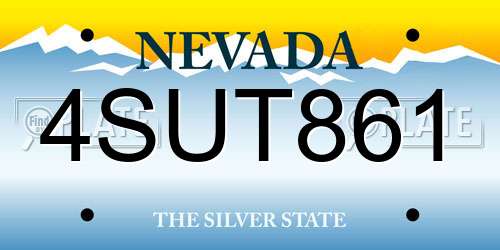 4SUT861 Nevada License Plate