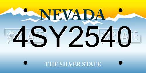 4SY2540 Nevada License Plate