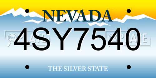4SY7540 Nevada License Plate