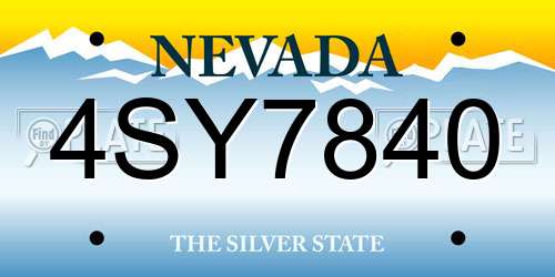 4SY7840 Nevada License Plate