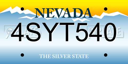 4SYT540 Nevada License Plate
